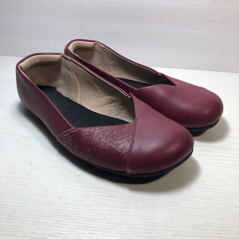 Xero Shoes Phoenix Leather Barefoot Minimalist Ballet Flat Burgundy Women Sz 10